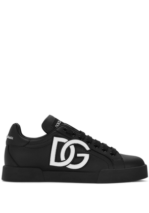 Dolce & Gabbana Portofino logo-tag leather sneakers - Black