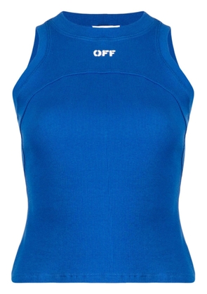 Off-White logo-print cotton-blend top - Blue