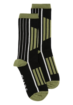 GANNI Sporty striped cotton socks - Black