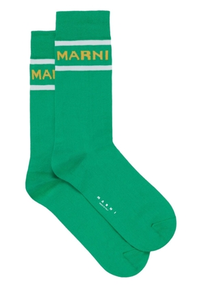 Marni intarsia-knit logo socks - Green