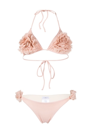 La Reveche Shayna floral-appliqué bikini set - Pink