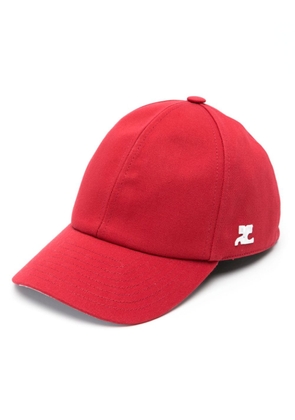 Courrèges logo-patch cotton cap - Red