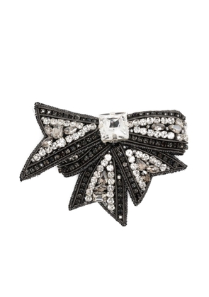 Dice Kayek crystal-embellished bow brooch - Black