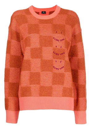 PS Paul Smith embroidered check-pattern jumper - Orange