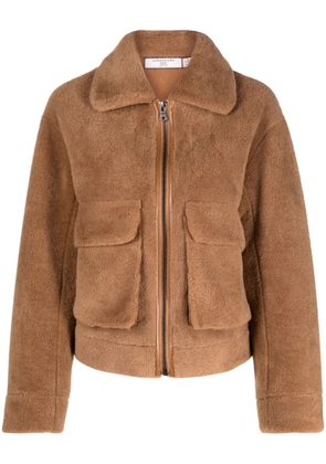Urbancode spread-collar zip-up jacket - Brown