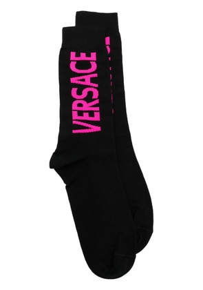 Versace logo-knit stretch-cotton socks - Black