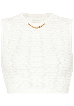 Palm Angels chain-embellished knitted vest - White