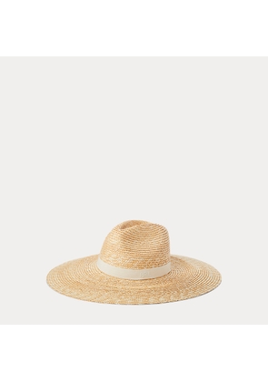 Embroidered-Logo Straw Sunhat