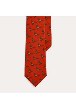 Pheasant-Print Wool Challis Tie