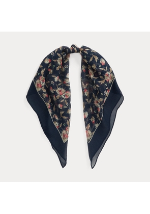 Floral Silk Crinkle Chiffon Square Scarf
