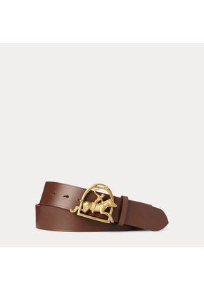 Equestrian-Buckle Leather Belt