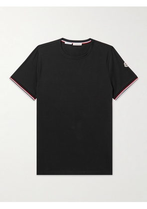 Moncler - Slim-Fit Logo-Appliquéd Contrast-Tipped Cotton-Blend Jersey T-Shirt - Men - Black - S