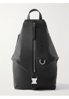 LOEWE - Logo-Embossed Leather Backpack - Men - Black