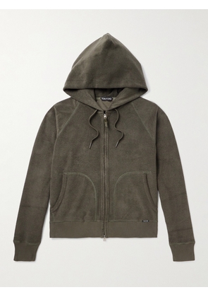 TOM FORD - Towelling Cotton-Terry Zip-Up Hoodie - Men - Green - IT 46