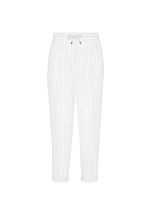 Brunello Cucinelli Linen Chalk-Striped Trousers
