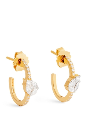 Nadine Aysoy Yellow Gold And Diamond Catena Illusion Hoop Earrings