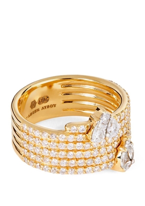 Nadine Aysoy Yellow Gold And Diamond Catena Illusion Ring