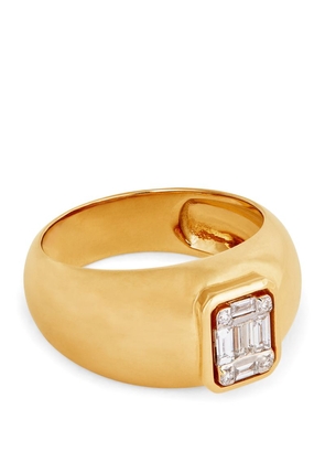 Nadine Aysoy Yellow Gold And Diamond Le Cercle Illusion Bombe Ring