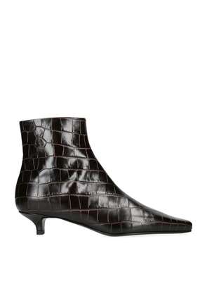 Toteme Leather Croc-Embossed Ankle Boots 50