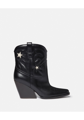 Stella McCartney - Cloudy Alter Mat Star Embroidery Cowboy Boots, Woman, Black/Stone, Size: 37h
