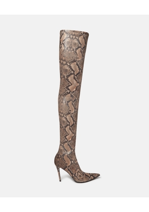 Stella McCartney - Stella Iconic Python Print Heeled Over-the-Knee Boots, Woman, Coffee, Size: 39