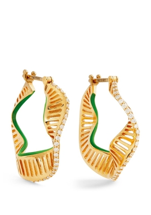 L'Atelier Nawbar Yellow Gold, Diamond And Enamel Twisted Wave Earrings