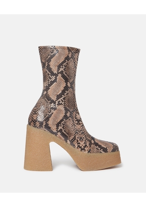 Stella McCartney - Skyla Alter Python Chunky Platform Ankle Boots, Woman, Coffee, Size: 35
