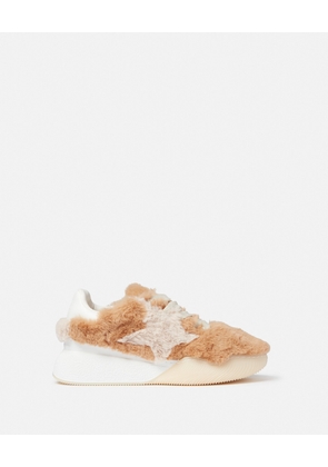 Stella McCartney - Loop Shaggy Lace-Up Trainers, Woman, Beige, Size: 37