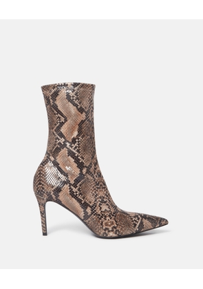 Stella McCartney - Stella Iconic Python Print Heeled Ankle Boots, Woman, Coffee, Size: 40