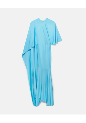 Stella McCartney - Asymmetric Cape Sleeve Dress, Woman, Aqua Blue, Size: 46