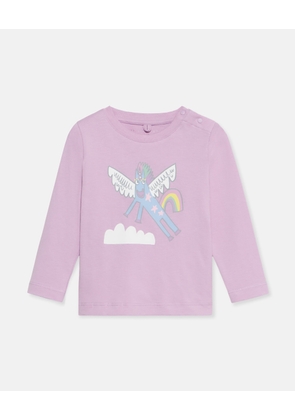 Stella McCartney - Rainbow Unicorn Long Sleeve T-Shirt, Woman, Lilac, Size: 18m