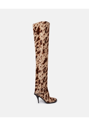 Stella McCartney - Ryder Appaloosa Print Velvet Above-the-Knee Stiletto Boots, Woman, Multicolour, Size: 35
