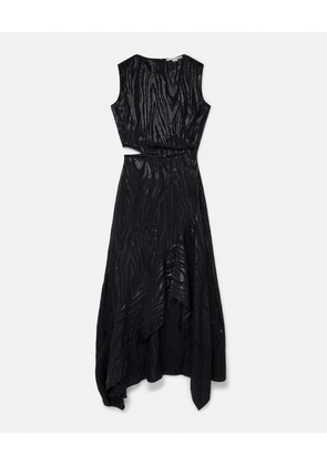 Stella McCartney - Woodgrain Print Lurex Maxi Dress, Woman, Black, Size: 42