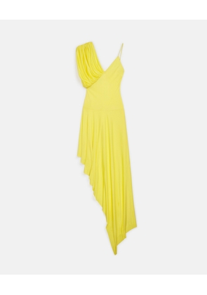 Stella McCartney - Asymmetric Cape Hem Mini Dress, Woman, Lemon, Size: 42