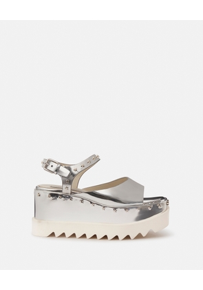 Stella McCartney - Elyse Star Stud Mirrored Platform Sandals, Woman, Silver, Size: 39