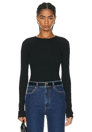 Eterne Cropped Long Sleeve Fitted Top in Black