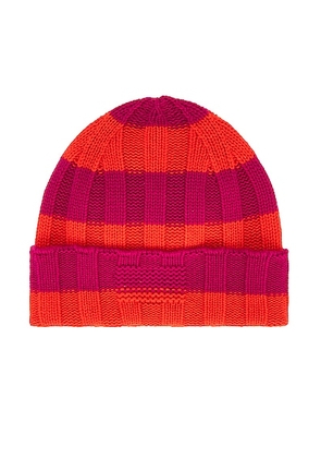 Guest In Residence The Rib Stripe Hat in Magenta & Cherry - Orange. Size all.