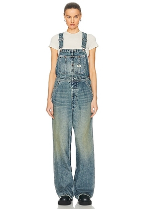 R13 Darcy Overall in Clinton Blue - Blue. Size XS (also in M, S).