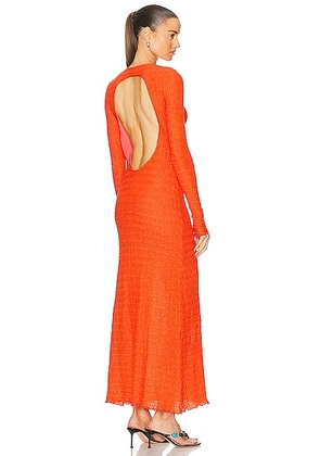 SIEDRES Lendi Open Back Textured Maxi Dress in Orange - Orange. Size 34 (also in 36, 40).