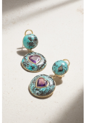 Retrouvaí - Lollipop 14-karat Gold, Turquoise And Amethyst Earrings - One size