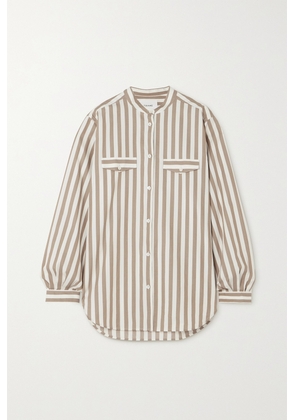 FRAME - Femme Striped Cotton-poplin Shirt - Brown - xx small,x small,small,medium,large,x large
