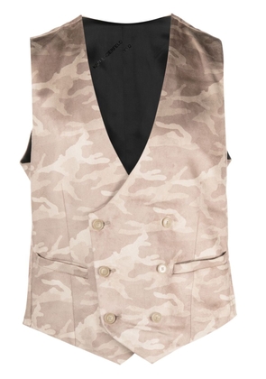 Karl Lagerfeld camouflage-pattern double-breasted waistcoat - Brown