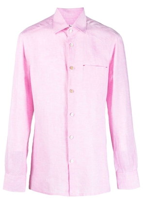 Kiton long-sleeve linen shirt - Pink