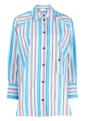 GANNI stripe-print raglan-sleeve shirt - Blue
