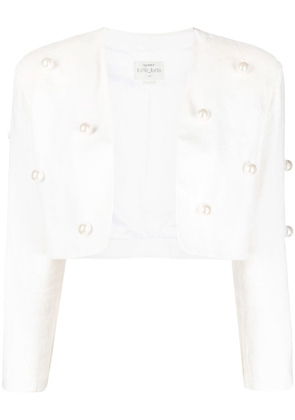 Forte Forte cropped pearl-embellished jacket - White