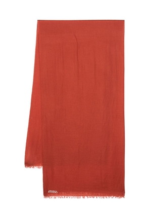 MARANT jacquard-logo cashmere scarf - Orange