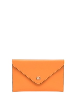 ETRO logo-plaque leather clutch bag - Orange