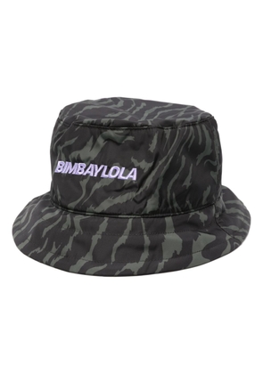 Bimba y Lola logo-embroidered tiger-print bucket hat - Green
