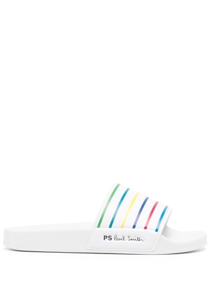PS Paul Smith striped rubber slides - White