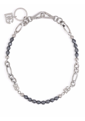 Dolce & Gabbana DG-logo beaded necklace - Silver